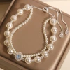 Aquamarine bracelet for women, Korean style, fashionable and versatile, light luxury, elegant and high-end. Double-layer pearl bracelet as a gift for your best friend Application Scenario
